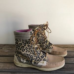 Sperry Studded Hiker Fish Leopard Ankle Boots